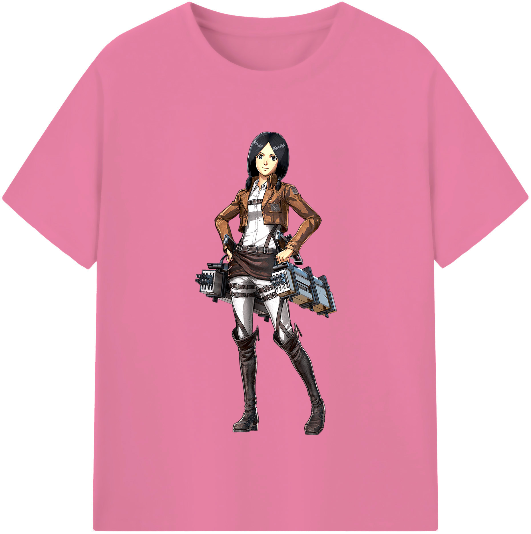 （画像用） 進撃の巨人 ミカサ·アッカーマン Attack on Titan Mikasa Ackerman 綿100％半袖Tシャツ（フロントプリント）